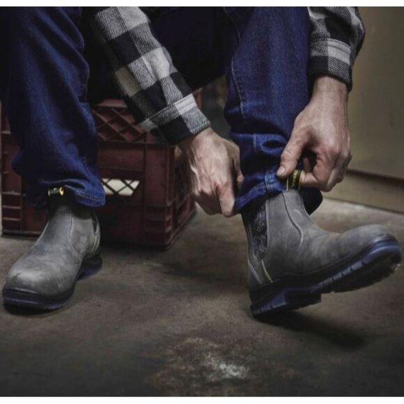 Terra Men's Black Leather Chelsea Soft Toe Pull-On Work Boots Size 10 2844 - Picture 2 of 16